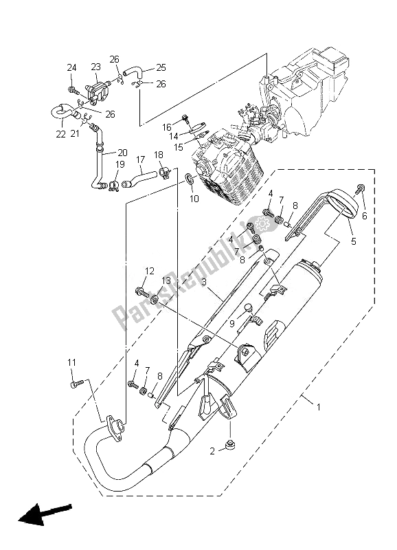 Tutte le parti per il Scarico del Yamaha YBR 125 ED 2010