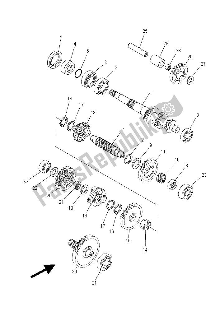 All parts for the Transmission of the Yamaha YXM 700E Yamaha Black 2015