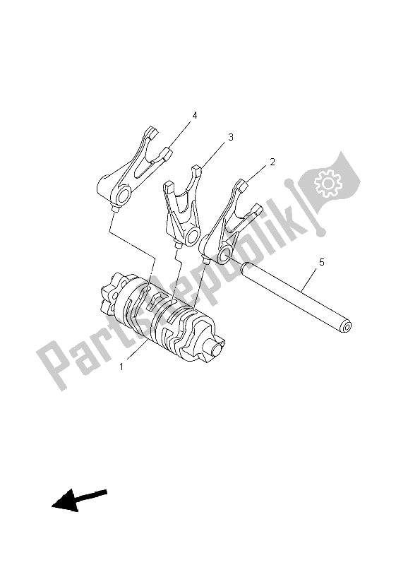 All parts for the Shift Cam & Fork of the Yamaha YBR 250 2009