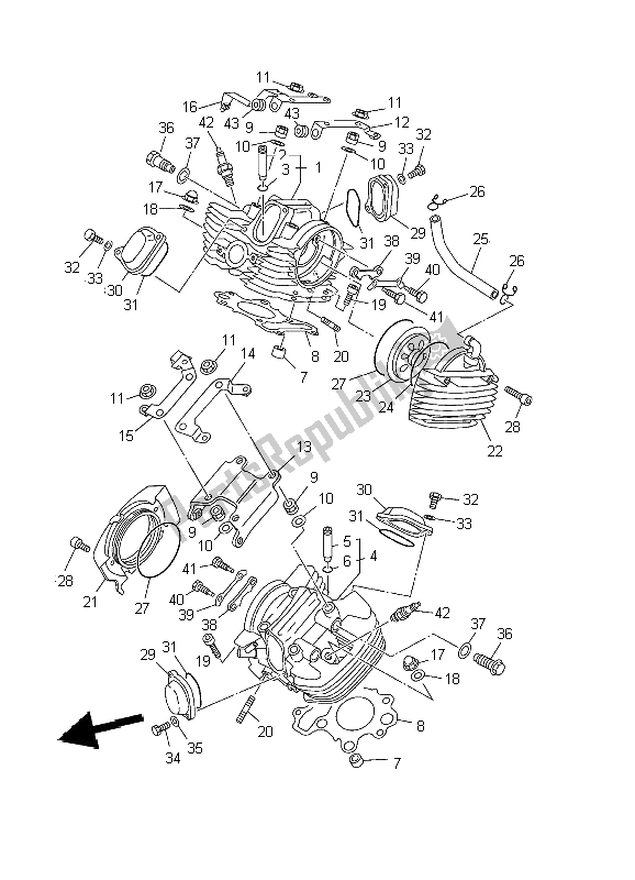 All parts for the Cylinder Head of the Yamaha XVS 650 Dragstar 2002
