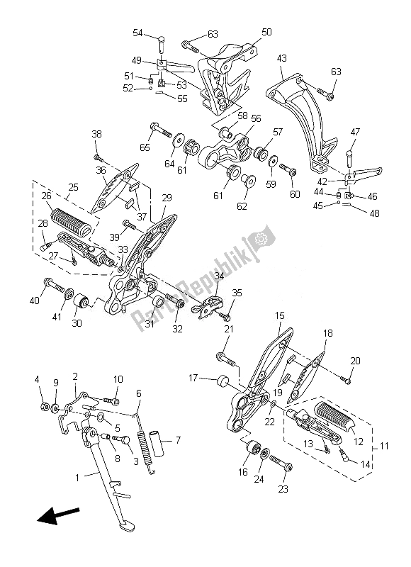 Tutte le parti per il Stand E Poggiapiedi del Yamaha FZ8 N 800 2013