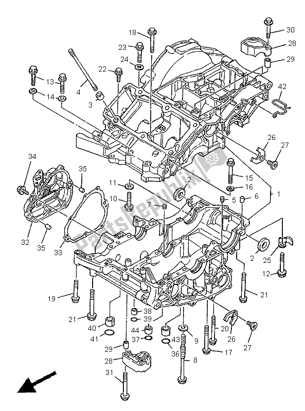 All parts for the Crankcase of the Yamaha XTZ 750 Super Tenere 1995