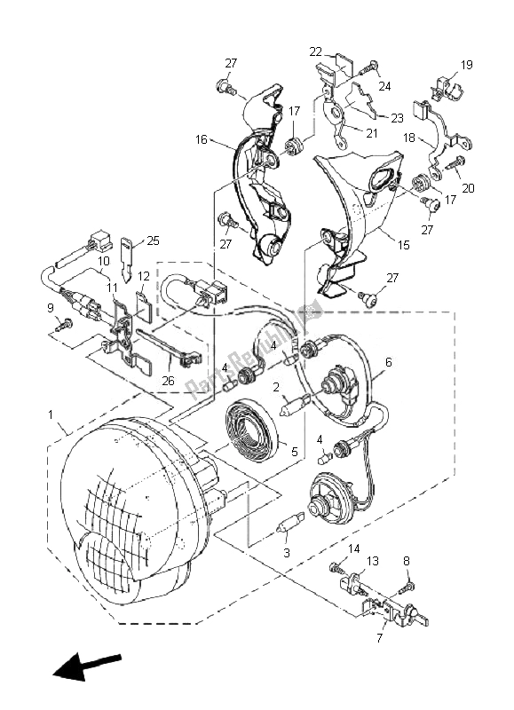 All parts for the Headlight of the Yamaha MT 01 1670 2007