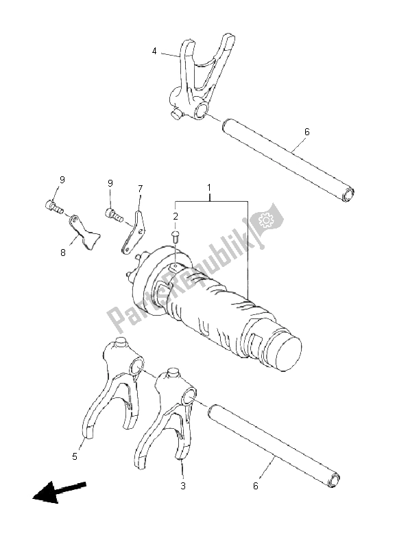 All parts for the Shift Cam & Fork of the Yamaha XJ6N 600 2011