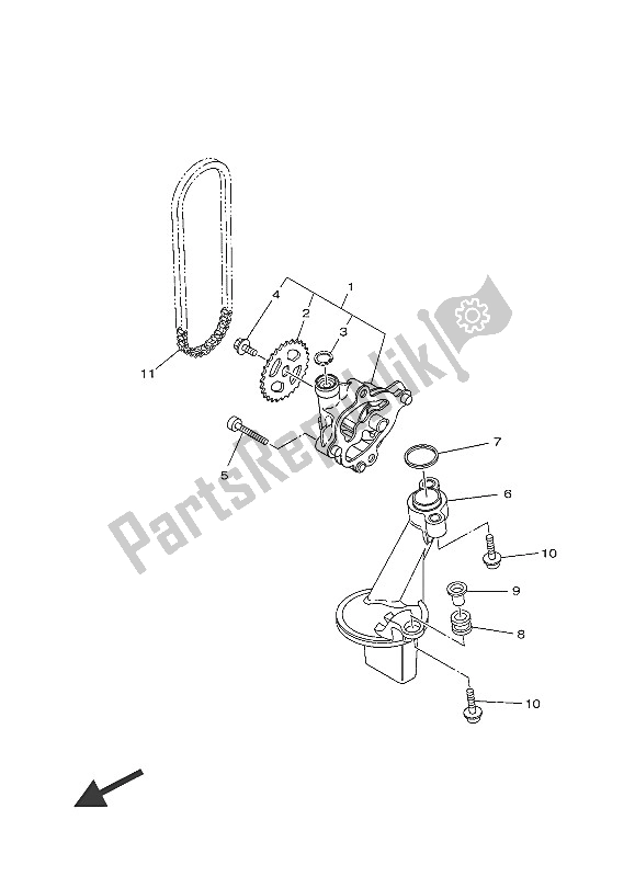 All parts for the Oil Pump of the Yamaha MT 09 900 2016