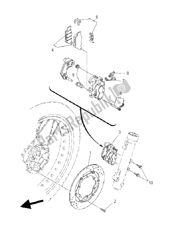 All parts for the Front Brake Caliper of the Yamaha XT 660R 2011