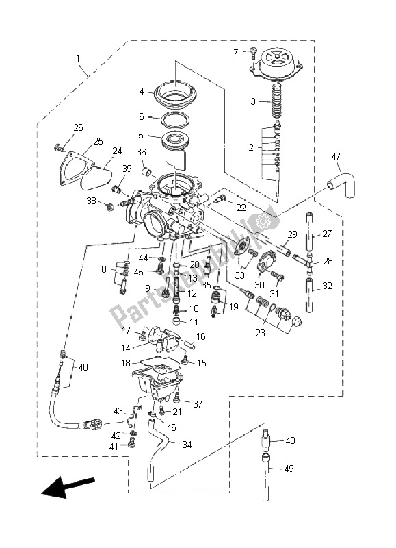 Tutte le parti per il Carburatore del Yamaha YFM 660 FA Grizzly 2005