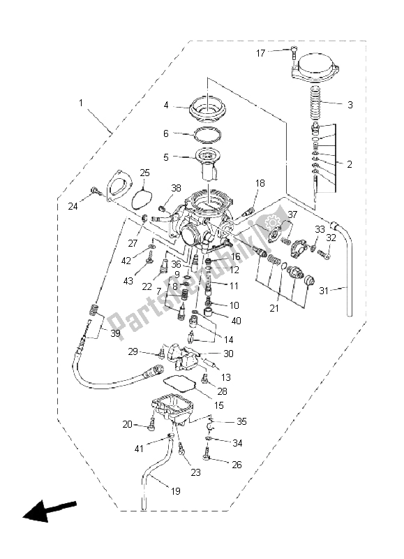 Tutte le parti per il Carburatore del Yamaha YFM 400A Kodiak 2X4 2004