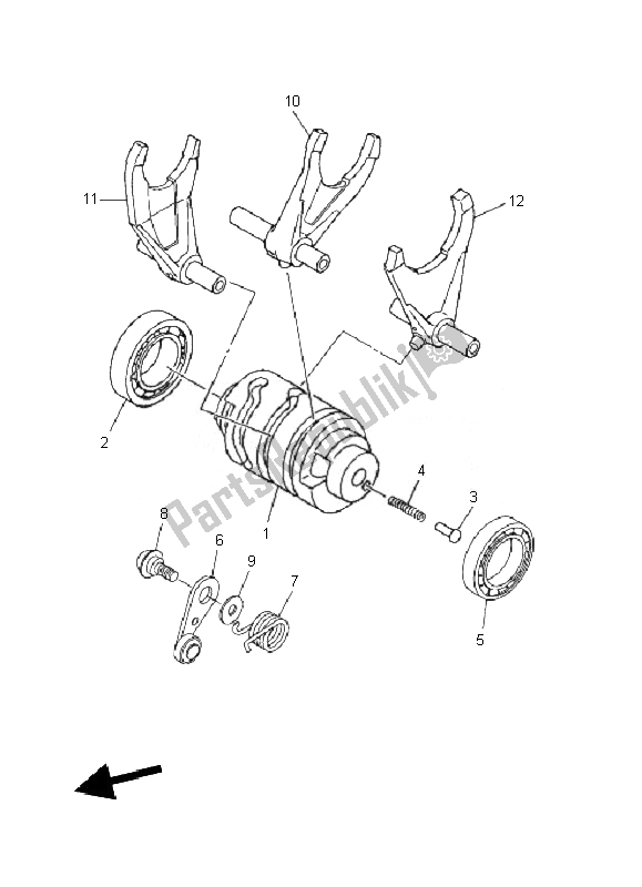 All parts for the Shift Cam & Fork of the Yamaha WR 450F 2010