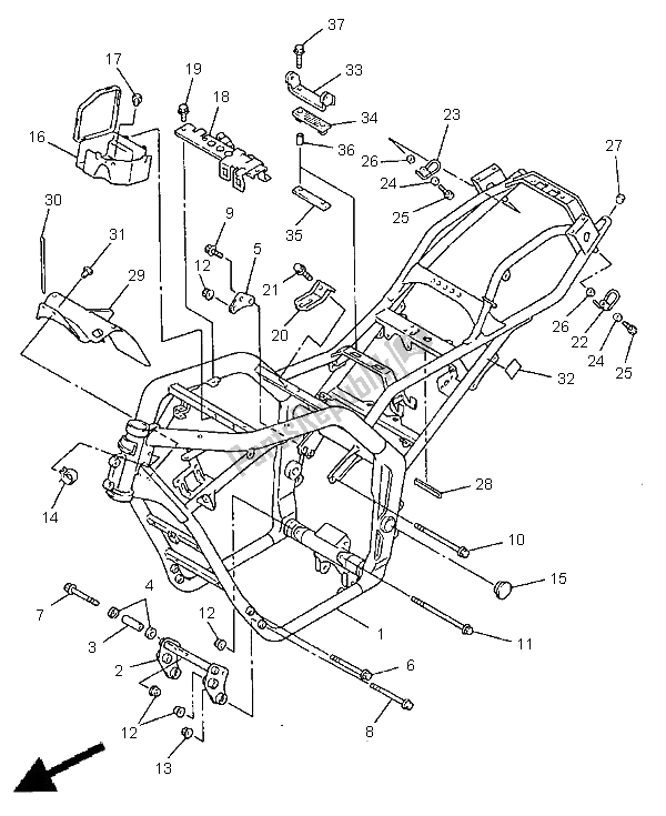 Toutes les pièces pour le Cadre du Yamaha FZS 600 1998