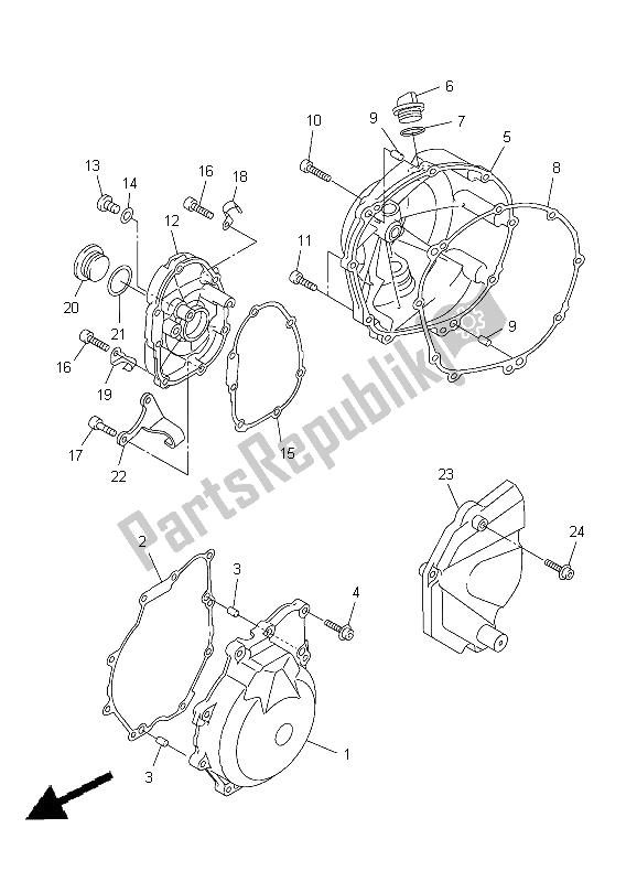 All parts for the Crankcase Cover 1 of the Yamaha YZF R6 600 2012