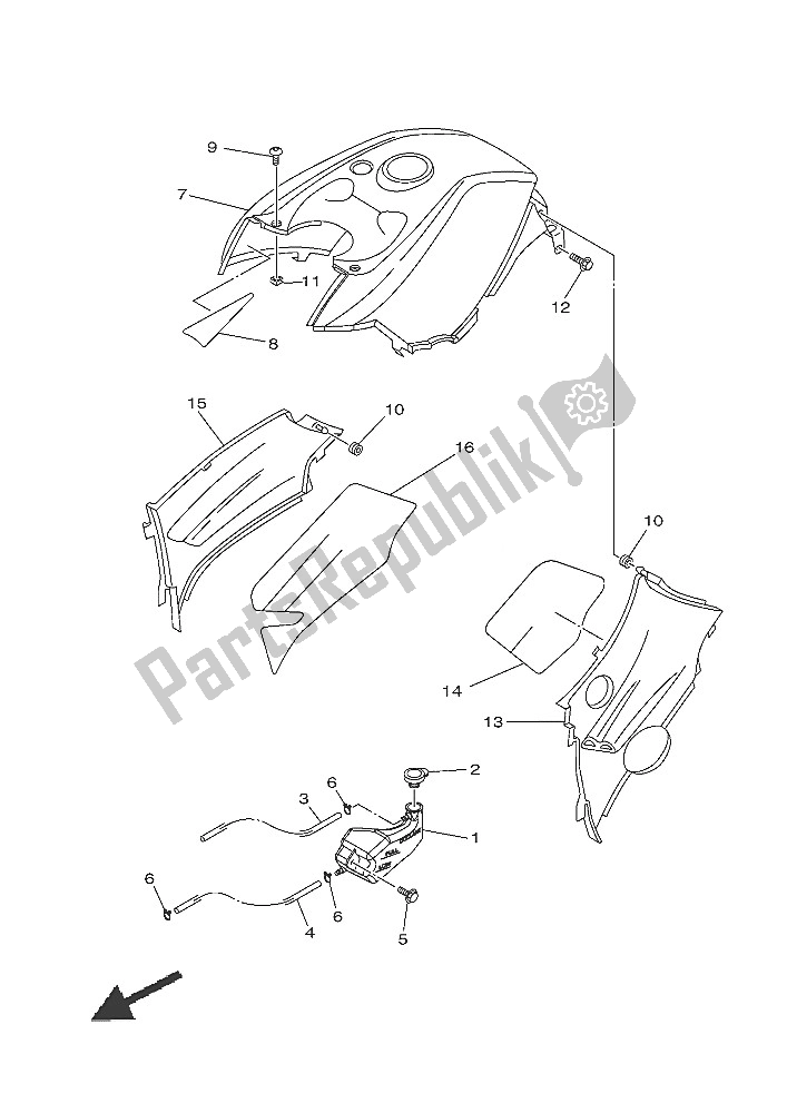 All parts for the Side Cover of the Yamaha YFM 450 FWA Grizzly 4X4 2016