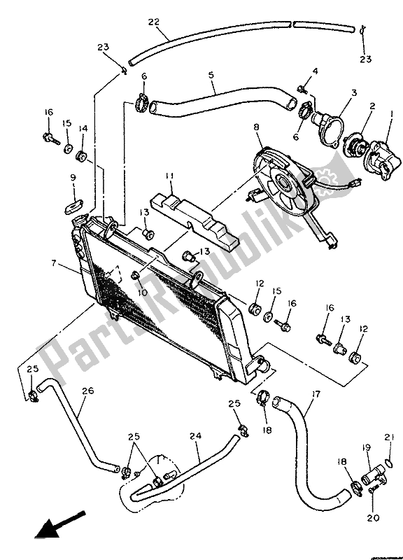 Toutes les pièces pour le Tuyau De Radiateur du Yamaha FZR 1000 1991