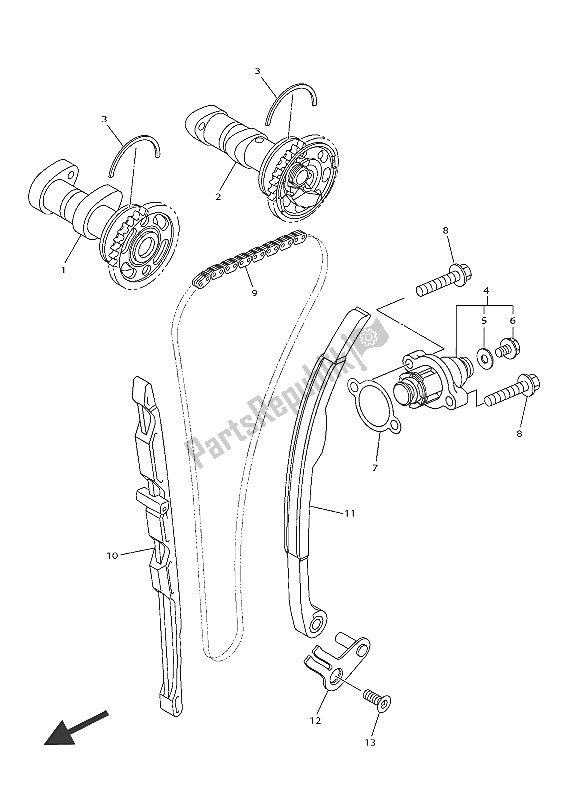 All parts for the Camshaft & Chain of the Yamaha WR 250F 2016