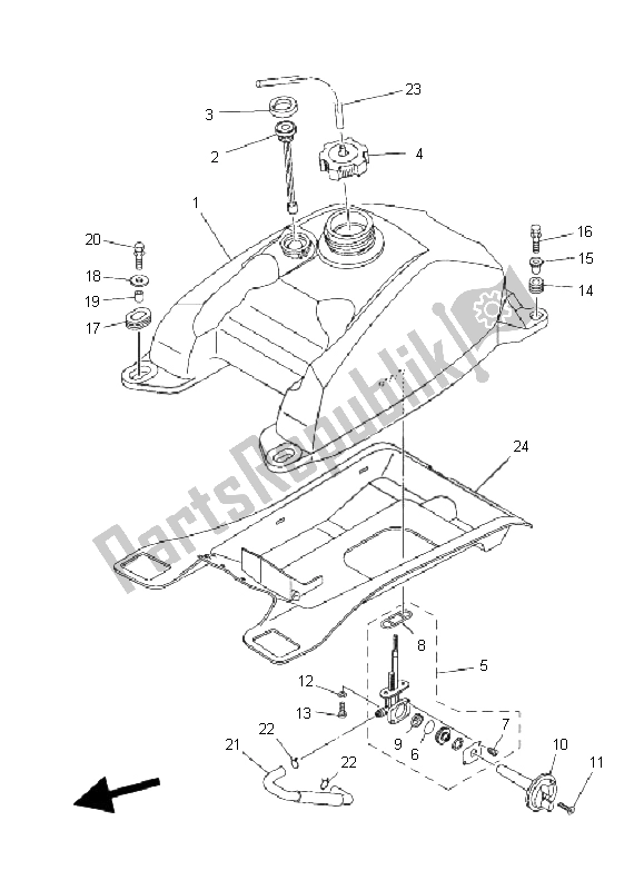 All parts for the Fuel Tank of the Yamaha YFM 450F Grizzly EPS Yamaha Black 2011