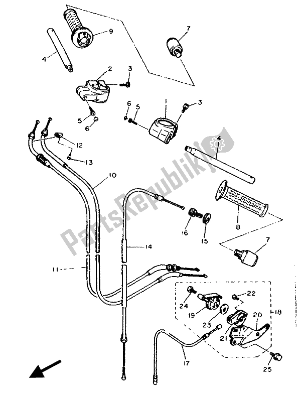 All parts for the Steering Handle & Cable of the Yamaha FZR 600 Genesis 1989