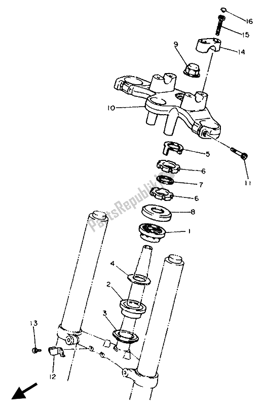 All parts for the Steering of the Yamaha XJ 600S Diversion 1993