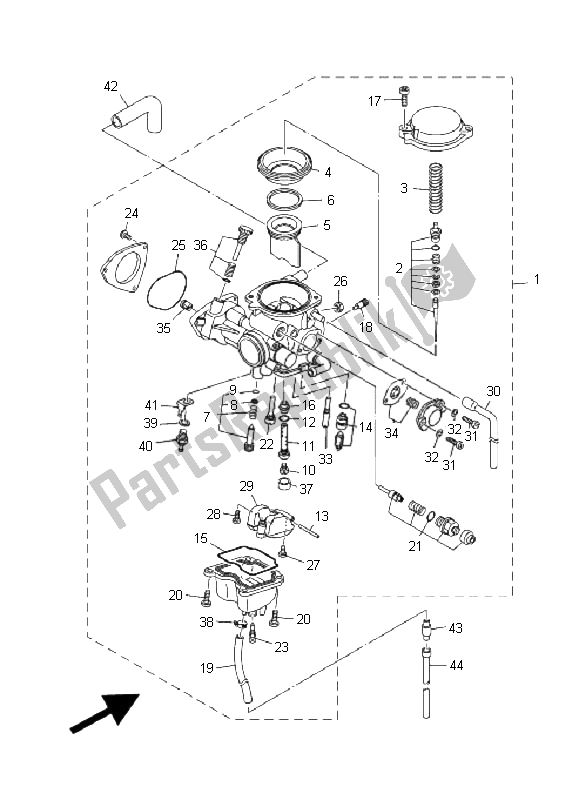 Toutes les pièces pour le Carburateur du Yamaha YXR 450 FA Rhino 2006