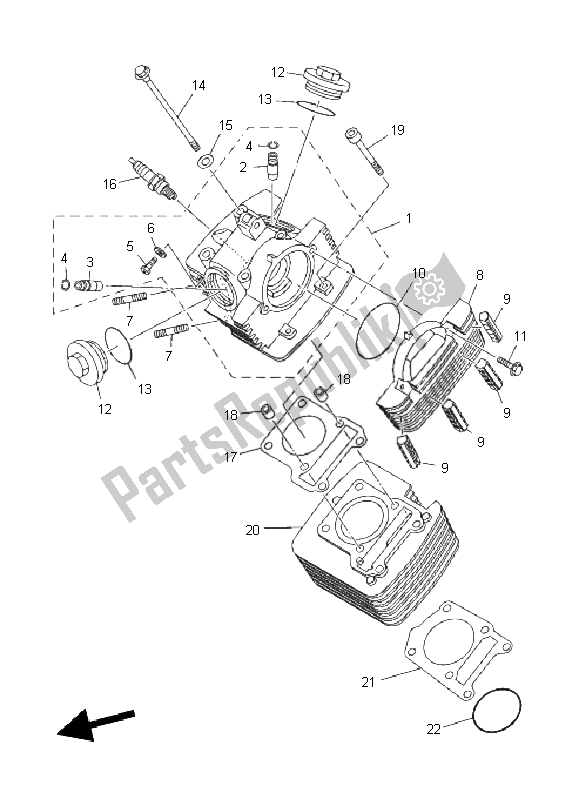 All parts for the Cylinder of the Yamaha TT R 125E SW LW 2011