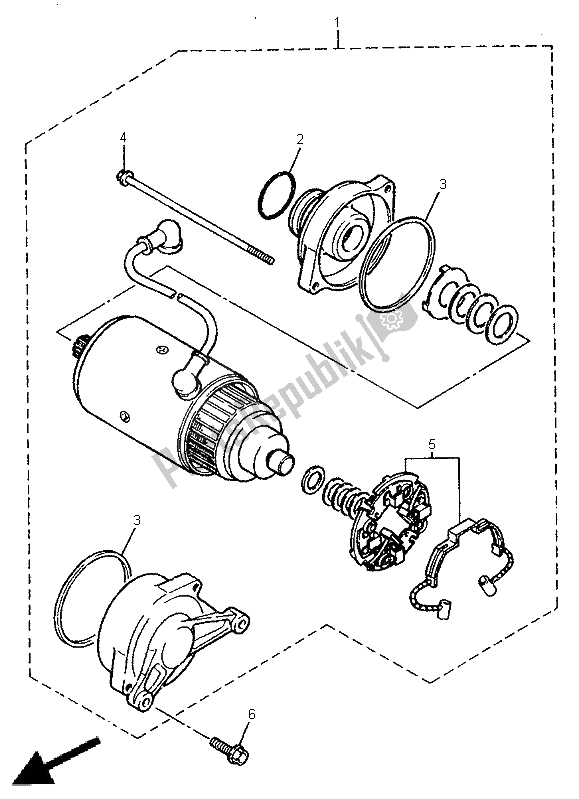 All parts for the Starting Motor of the Yamaha XJR 1200 1998