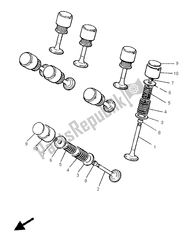 All parts for the Valve of the Yamaha XJR 1200 SP 1997