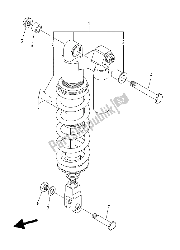 All parts for the Rear Suspension of the Yamaha WR 250X 2009