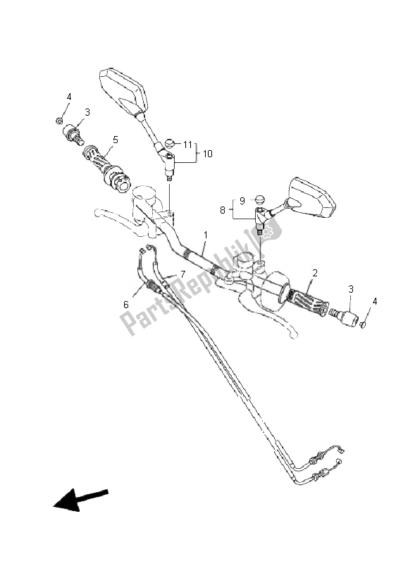 All parts for the Steering Handle & Cable of the Yamaha MT 01 1670 2007