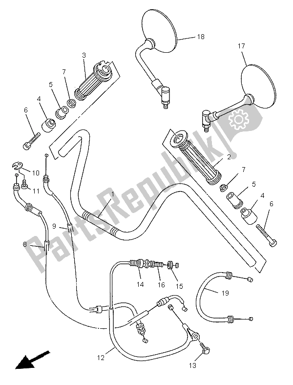 Wszystkie części do Uchwyt Kierownicy I Kabel Yamaha XV 250S 1999