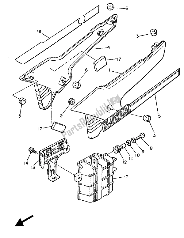 Tutte le parti per il Coperchio Laterale E Serbatoio Dell'olio del Yamaha XJ 600 1989