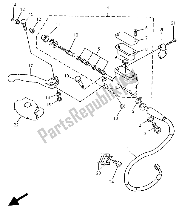 Tutte le parti per il Pompa Freno Anteriore del Yamaha YZ 250 1998