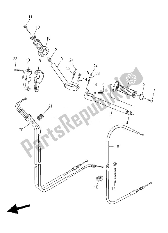 All parts for the Steering Handle & Cable of the Yamaha YZF R6 600 2010