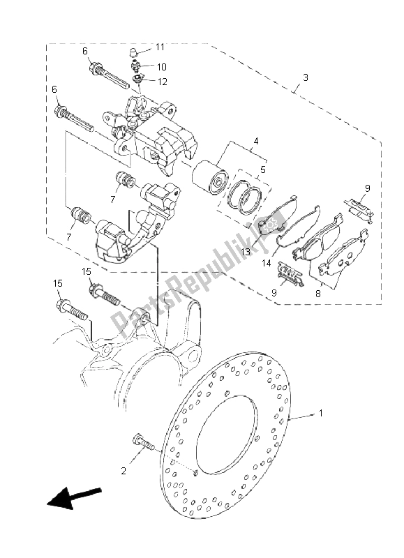 All parts for the Rear Brake Caliper of the Yamaha YP 400 Majesty 2011