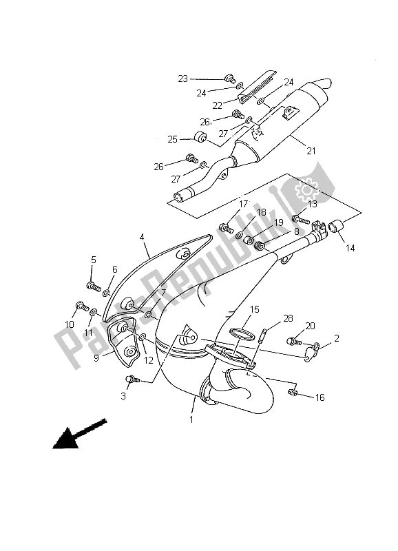 Toutes les pièces pour le échappement (pour Aut, Che) du Yamaha DT 125R 2000