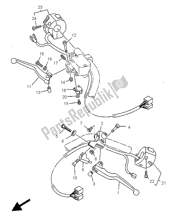 Tutte le parti per il Impugnatura Interruttore E Leva del Yamaha XVS 1100 Dragstar 1999