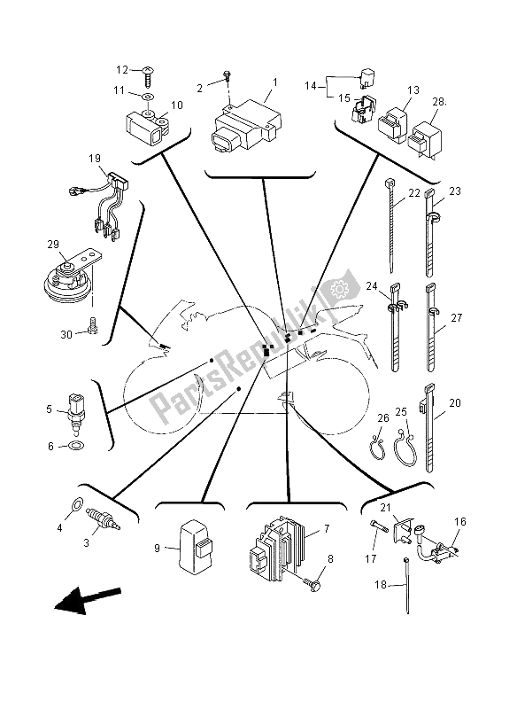 Tutte le parti per il Elettrico 2 del Yamaha YZF R 125 2008