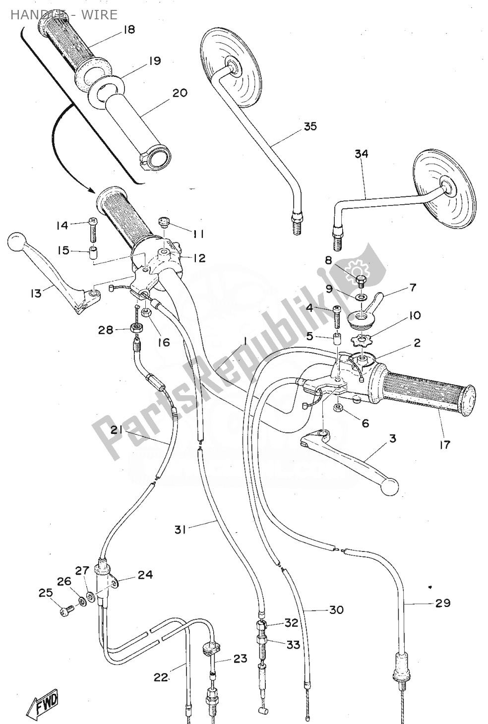 Tutte le parti per il Handle - Wire del Yamaha FS1 1975