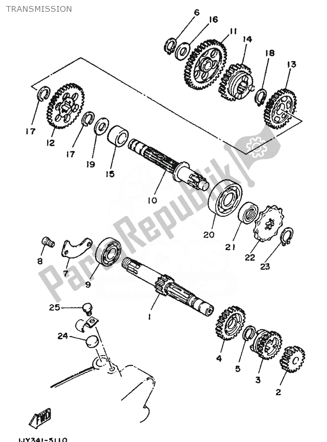 Toutes les pièces pour le Transmission du Yamaha DT 50 1989