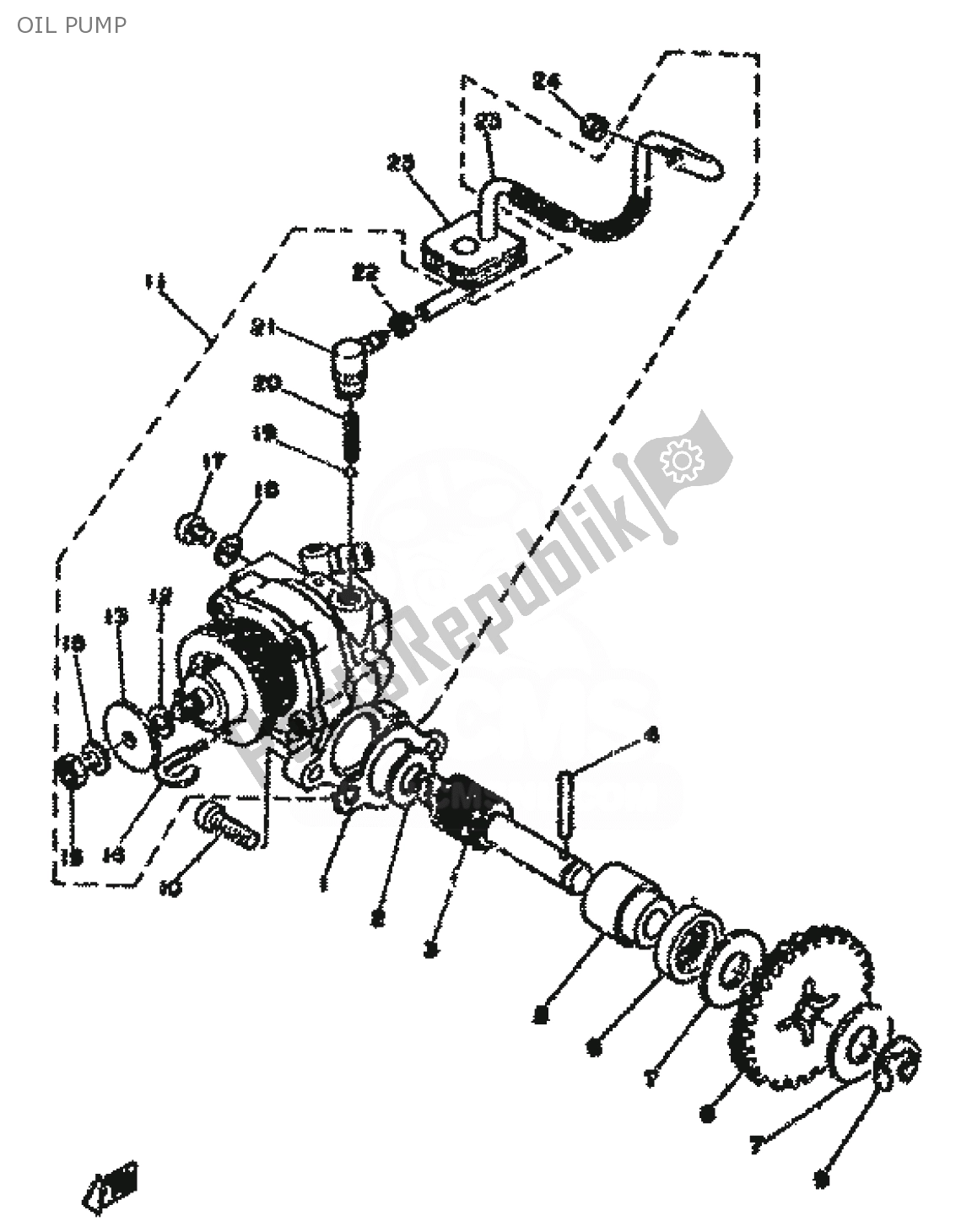 Todas as partes de Bomba De óleo do Yamaha RD 50 1979