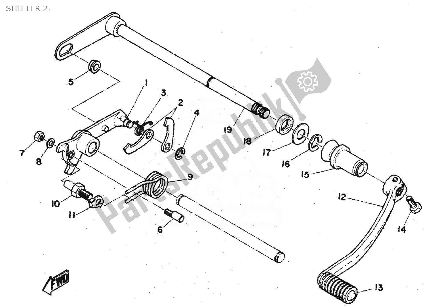 Alle onderdelen voor de Shifter 2 van de Yamaha RD 350 1974