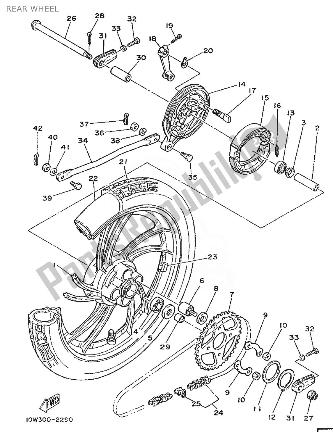 Todas las partes para Rueda Trasera de Yamaha RD 75 1991