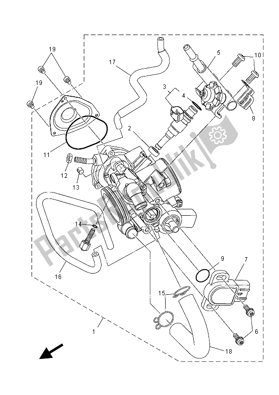 Alle onderdelen voor de Gasklephuis 1 van de Yamaha YFZ 450 RD 2013