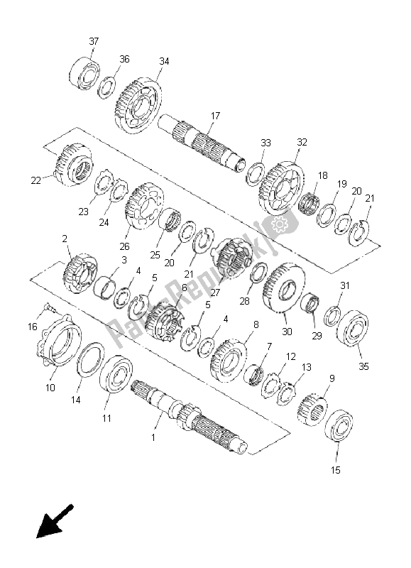 All parts for the Transmission of the Yamaha FJR 1300A 2008