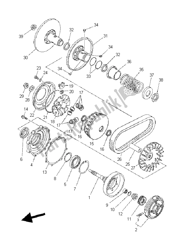 All parts for the Clutch of the Yamaha YFM 350 Grizzly 2X4 2011