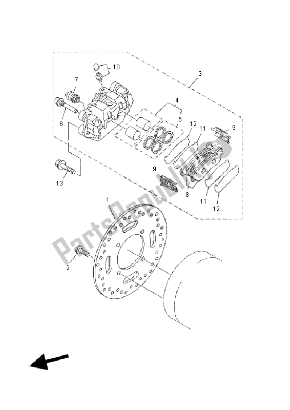 All parts for the Rear Brake Caliper of the Yamaha YP 250R X MAX 2011