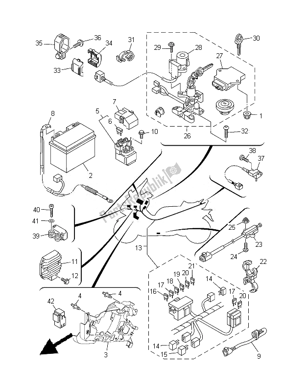 All parts for the Electrical 1 of the Yamaha XP 500A 2013