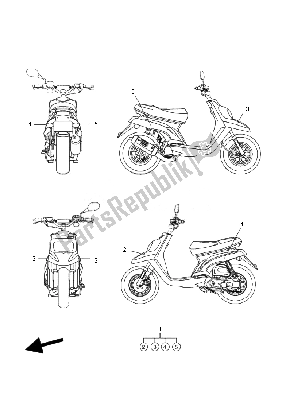 Todas las partes para Gráfico Y Emblema de Yamaha CW 50N BWS 2010