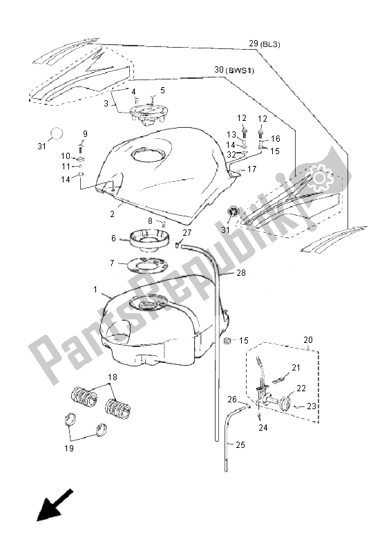 Tutte le parti per il Serbatoio Di Carburante del Yamaha TZR 50 2007