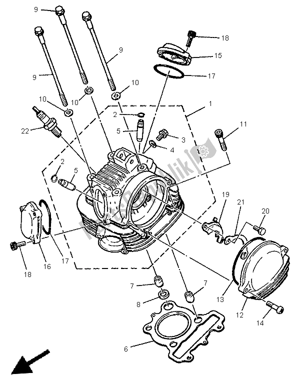 All parts for the Cylinder Head of the Yamaha SR 125 1996