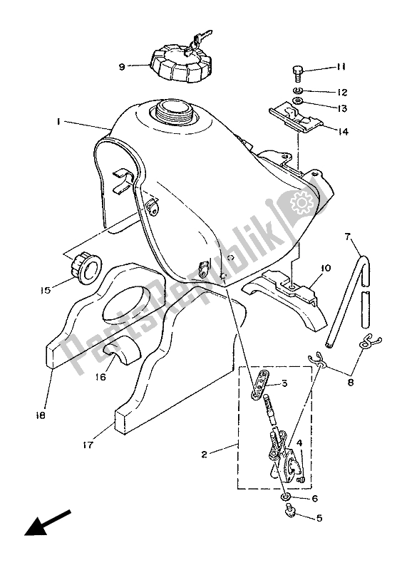 All parts for the Fuel Tank of the Yamaha DT 125R 1988