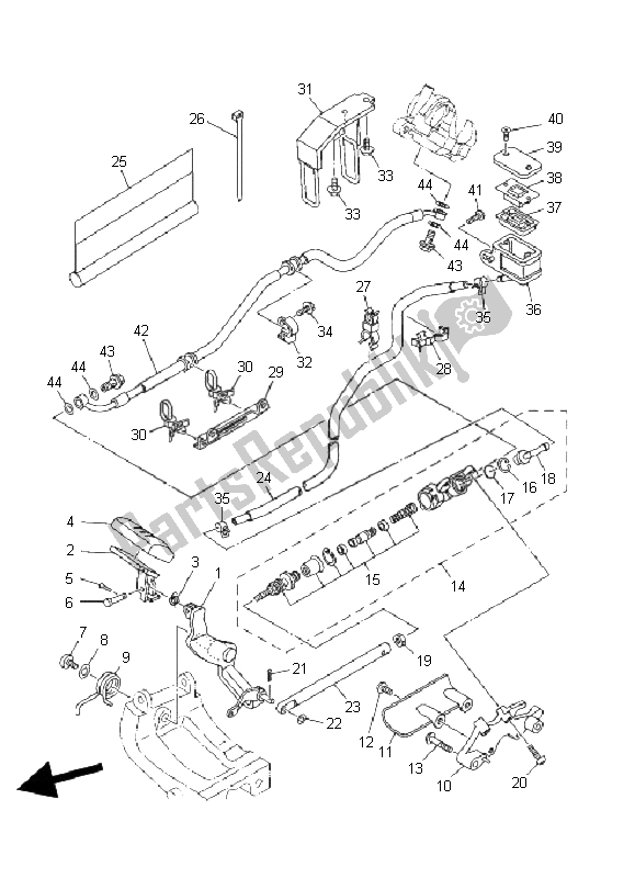 All parts for the Rear Master Cylinder of the Yamaha XV 1900A Midnight Star 2008